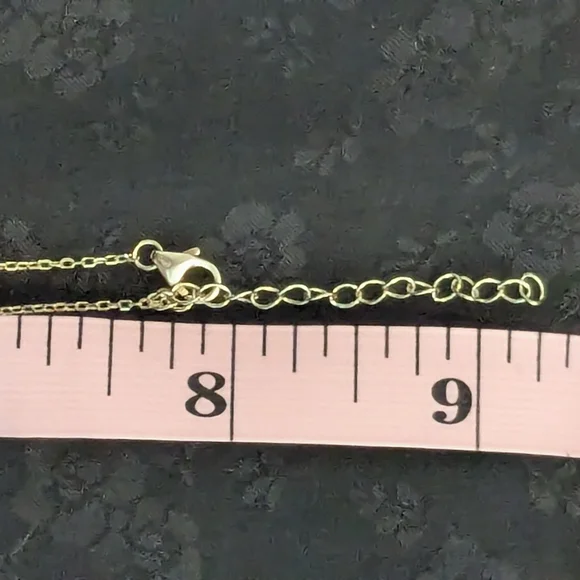 Black Enamel Gold Plated 925 Sterling Silver Heart Pendant Necklace - Picture 6 of 9